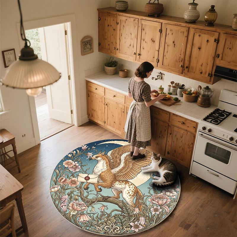 Griffin,Round Area Rug,Carpet Rug for Living Room Bedroom Sofa Playroom Decor,Non-slip Floor Mat