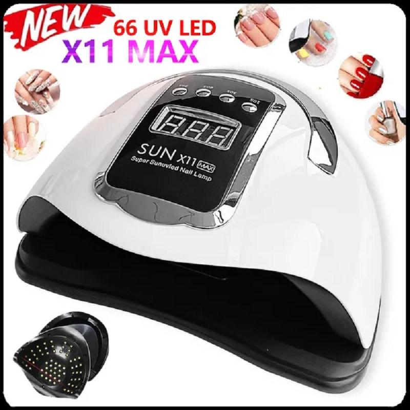 НОВАЯ УФ-светодиодная лампа SUN X11 Max, сушилка для ногтей, умная сенсорная лампа для ногтей, 66 светодиодов, УФ-лампа, гель-лак, полоски для ногтей, ЖК-дисплей, профессиональная лампа для ногтей