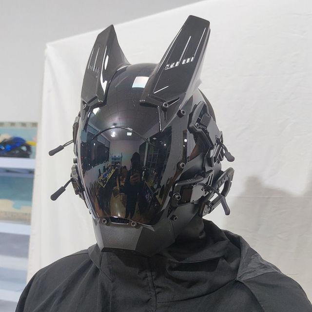 Cyberpunk Helmet Cosplay Dreadlocks Cool Mask With Led Light Shinobi Samurai Mask Braids Christmas Birthday Gift Dreads Wings
