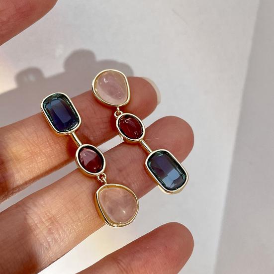 Dangle Earrings Medieval Asymmetric Elegant Contrast Color Natural Stones Drop Earrings Jewelry Accessories