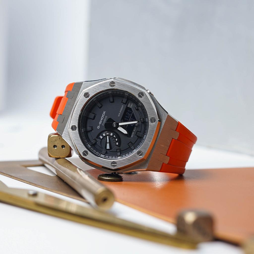 Casio Мужские часы с двойным дисплеем (жидкокристаллический/аналоговый) Серия Черные часы GA-2100-7A-