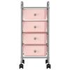 4 Drawer Trolley In Pink Plastic