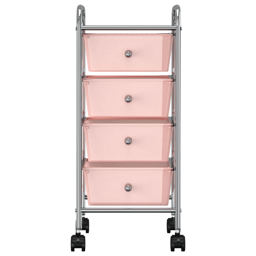 4 Drawer Trolley in Pink Plastic