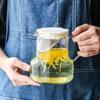 BORREY1L Transparent Borosilicate Glass Teapot Heat-Resistant Large Clear Tea Pot Flower Tea Set Puer Kettle Teapot Holder Base