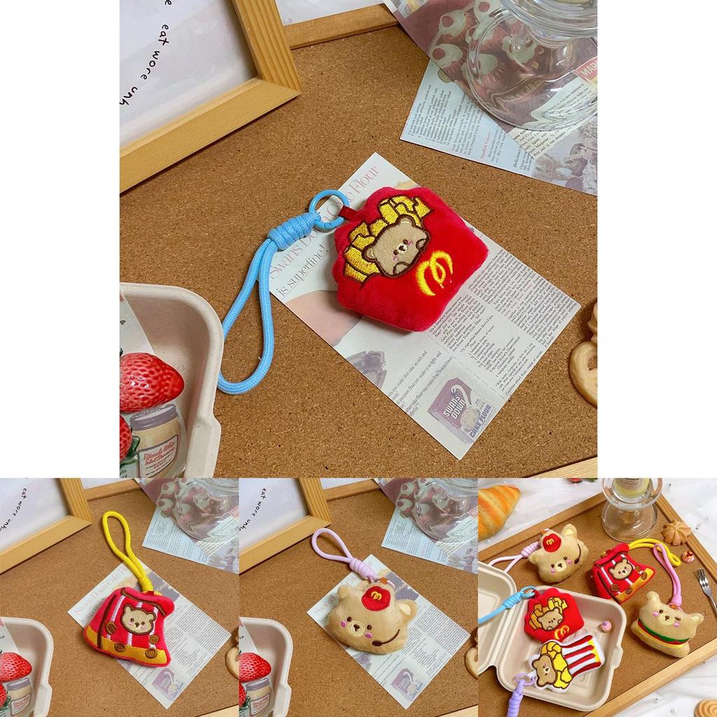 Плюшевый брелок-мишка с едой из коротковорсовой ткани для пар и в подарок