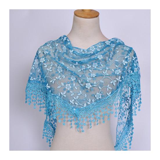 Stylish Flower Pattern Decorative Solid Color Summer Women Lace Elegant Shawl Daily Wear Scarf