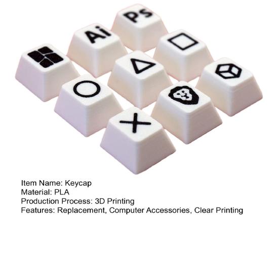 4/9 шт. 3D-печатные колпачки для клавиш, колпачки для клавиш для игрового контроллера, с символами черепа, круглыми, треугольными, квадратными, универсальные, для механических клавиатур, замена, компьютерные аксессуары