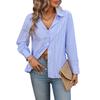 Autumn Loose Commuting Casual Long Sleeved Striped Women's Blouses & Shirts