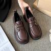 Comemore French Style Small Leather Shoes Women English Style Retro One-band Marilyn Shoes Spring Soft-soled Loafers