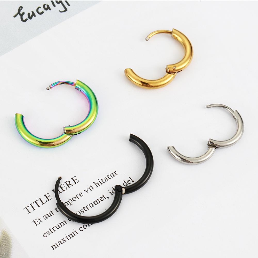 10pcs Stainless Steel Hoop Earrings 2.0mm 2.5mm Ear Ring for Men Women Gold Color Black Colorful Round Circle Earring Wholesale