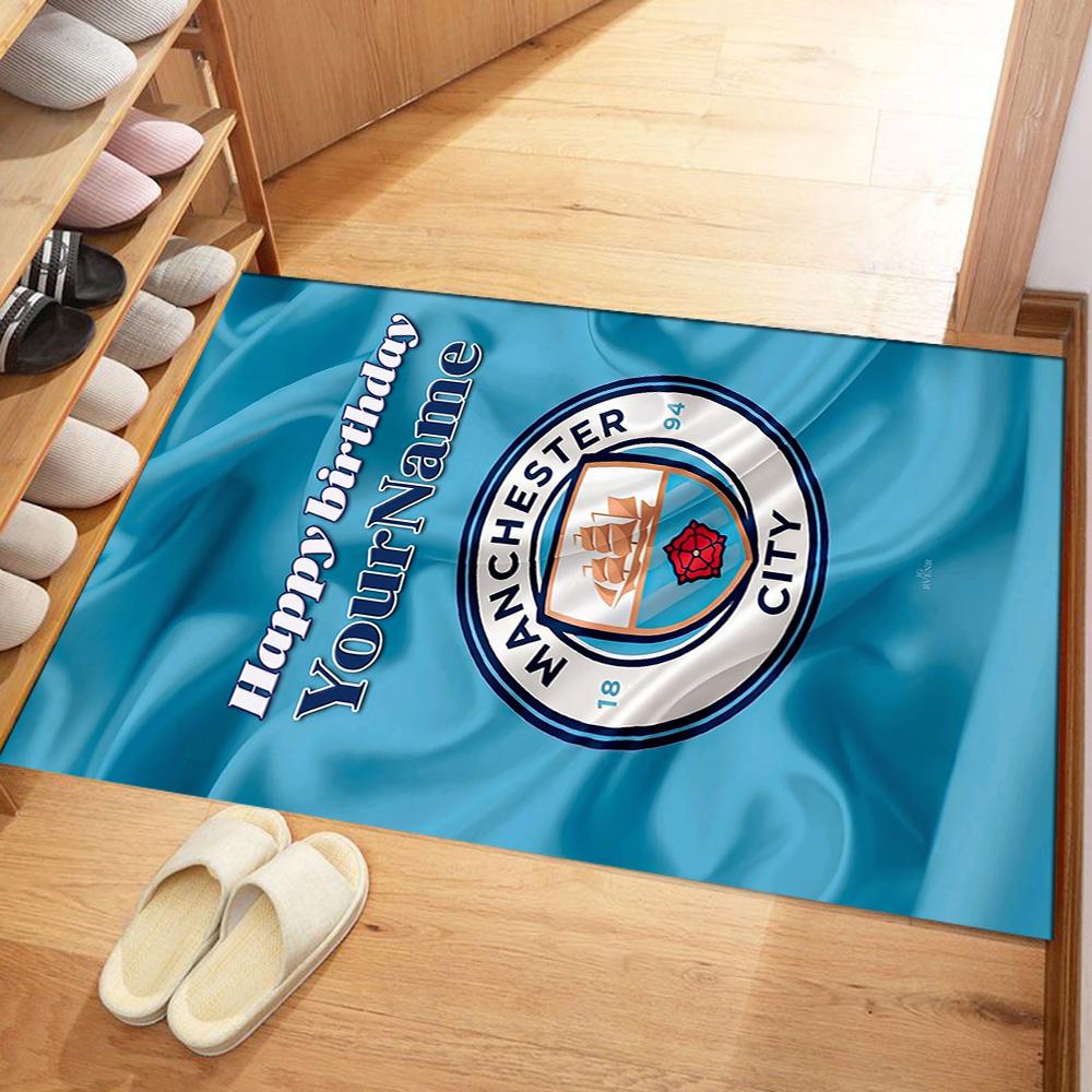 Manchester City Personalized Name Carpet Suitable for Balcony Game Room Outdoor Kitchen Antislip Carpet Decorate Offices