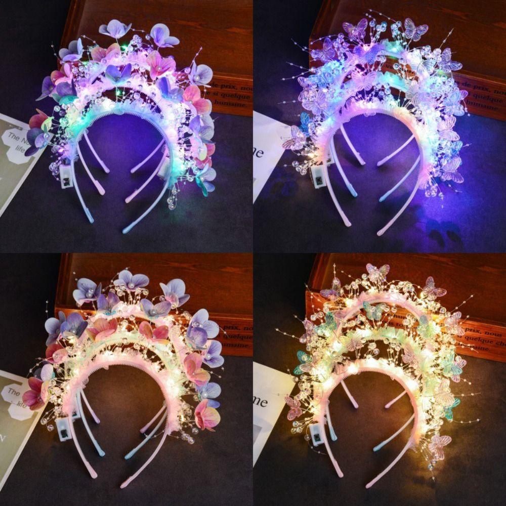 Butterfly Decoration LED Light-Up Hairband Sweet Flower Headband Birthday Party