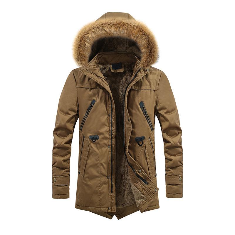 Men's New Hooded Cotton Fur Collar Jacket