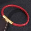 Fashion Bracelet Men Women Red Leather Bracelets Exquisite Snap Accessories Hand-Woven Jewelry Couples Gift