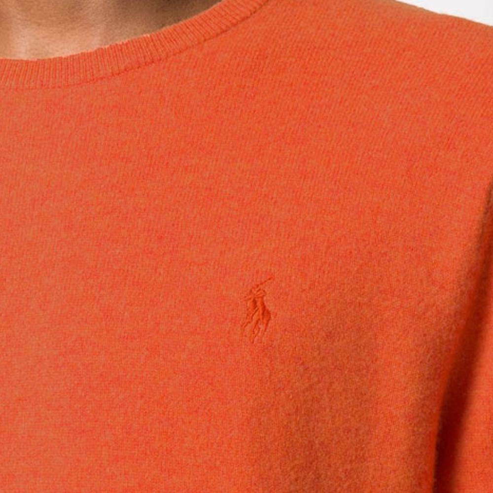 Polo Ralph Lauren Осень/Зима 21 Однотонный вязаный пуловер с логотипом Мужской свитер Оранжевый 710667378-022