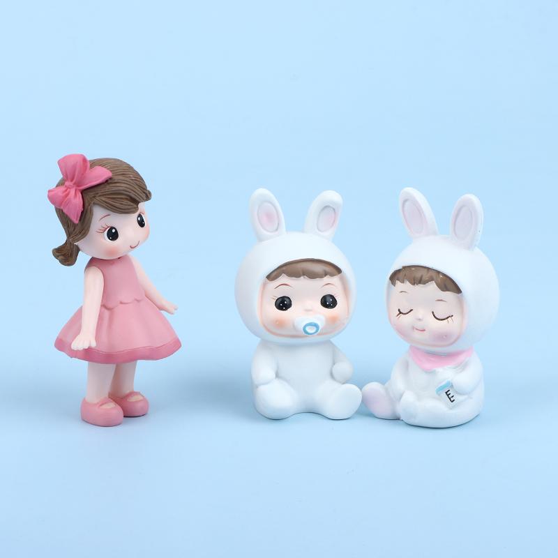 Cute Girl Rabbit Baby Cake Topper Adorable Food Safe Decor for Kids Happy Birthday Baby Shower Party Supplies