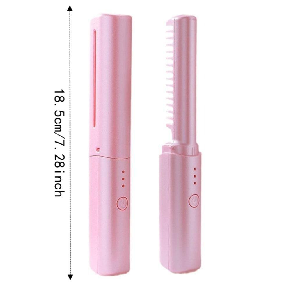 Rechargeable Hair Straightener 2 In 1 Fast Heating Comb Portable Lazy Wireless Hair Hot Comb  Women