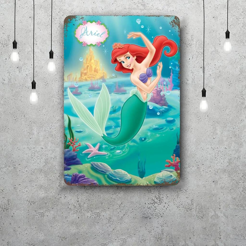 MINISO The Little Mermaid (Signature Edition) Decor Poster Tin Sign Metal Sign Decorative Plaque Pub Bar Cave Wall Decoration