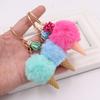 Cute Plush Ice Cream Pendant Keychain Furry Bag Decor Car Key Chain Earbud Case Accessories for Women Daily Jewelry Gift