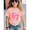 Summer Girls kids Pure Cotton Short-Sleeve T-Shirt  67 Stylish Comfortable Round Neck T-Shirt Cute Children's Birthday Gift Pink