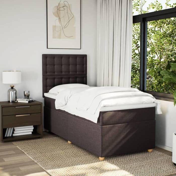 Maison Exclusive - Sommier à lattes de lit avec matelas Marron foncé 90x200 cm
