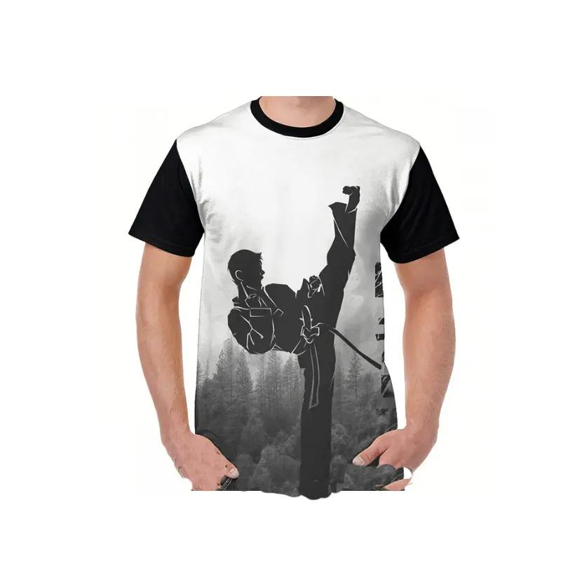 Men's Taekwondo T-Shirt Running Fitness Sportswear Short Sleeve Casual Boxing Tracksuits Summer Oversized Quick Dry Gym Tops 4XL
