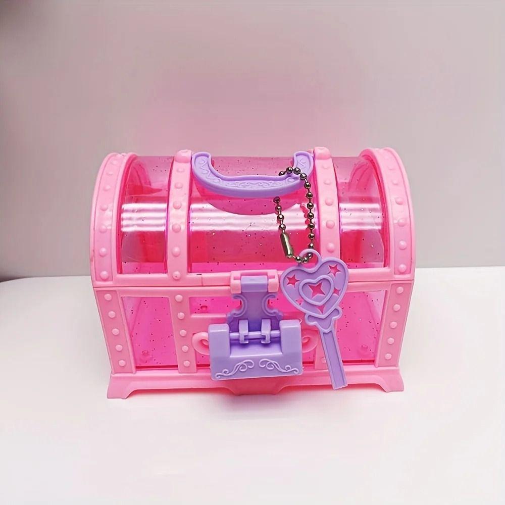 Розово-фиолетовый милый ящик для макияжа, ролевая игра, сундук с сокровищами, детская шкатулка для украшений, для женщин, для девочек