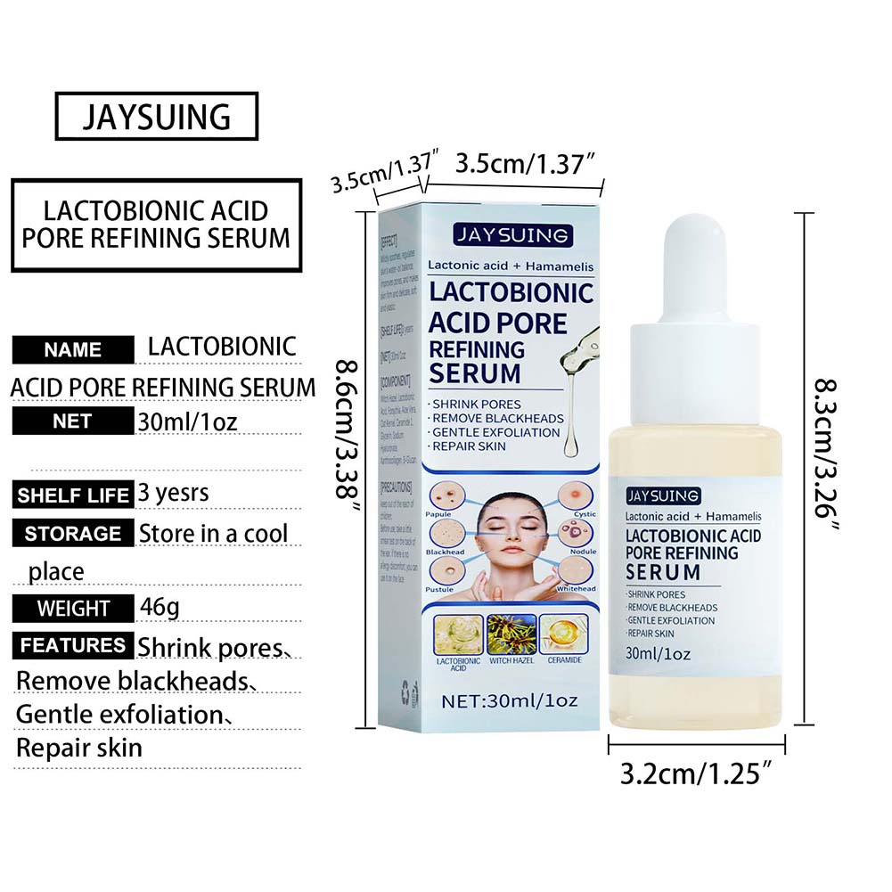 Лактобионовая кислота, сужающая поры, сыворотка, увлажняющая, отбеливающая, контроль масла, удаление угрей, прыщей, уход за лицом, 30 мл