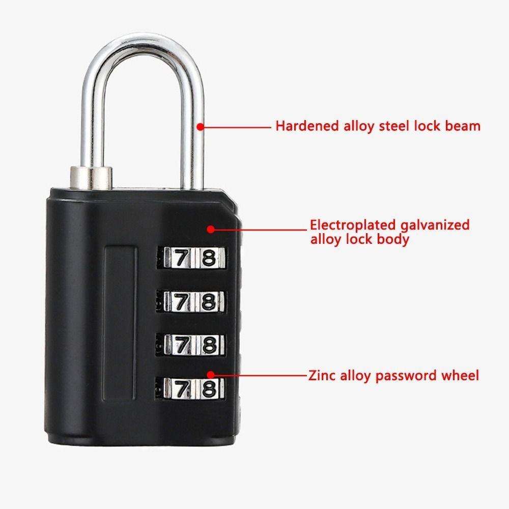 Zinc Alloy Dormitory Cabinet  Lock Padlock Backpack Zipper Lock New 4 Digit Password Lock  Home