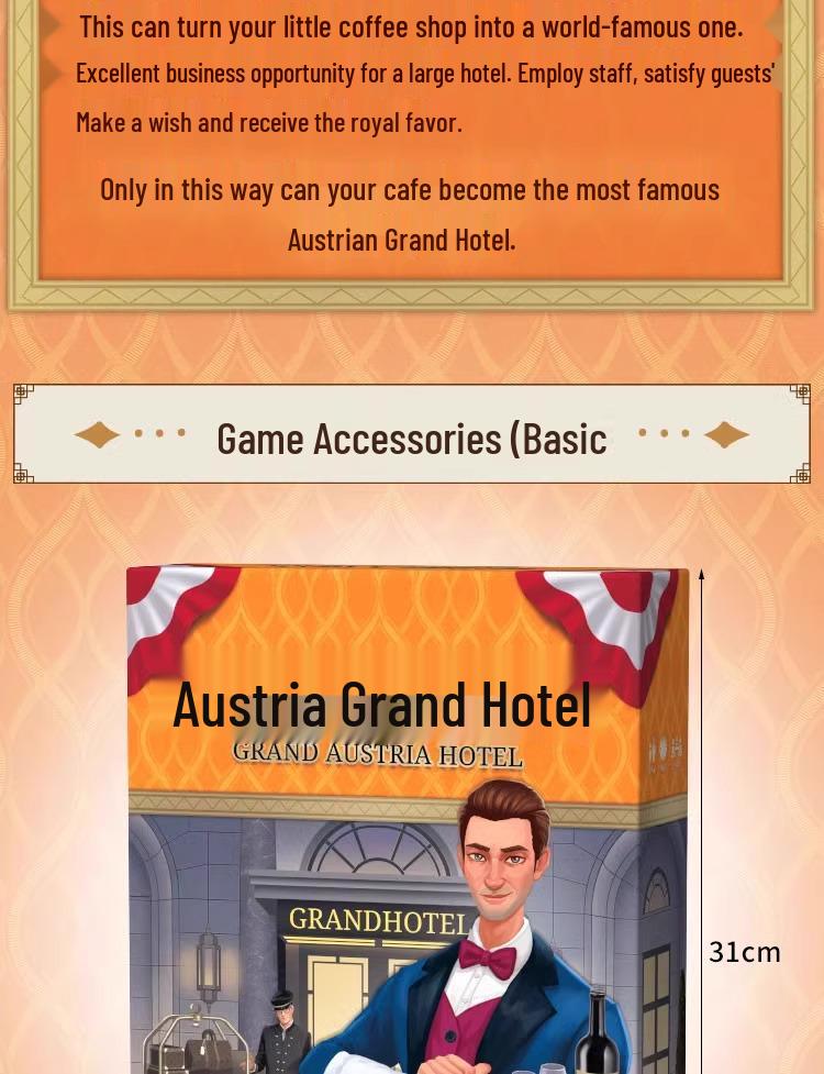 Настольная игра Grand Austria Hotel с картами и 2 дополнениями - Игра для вечеринки для взрослых