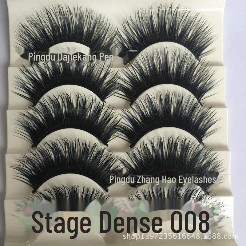 Smokey Makeup Cross Thick False Eyelashes - 5 Pairs, Black, Blue, Purple, Brown, Stage Series