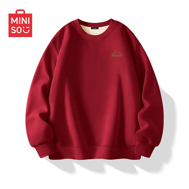 MINISO Men's Thick Lamb Fleece Crewneck Sweatshirt