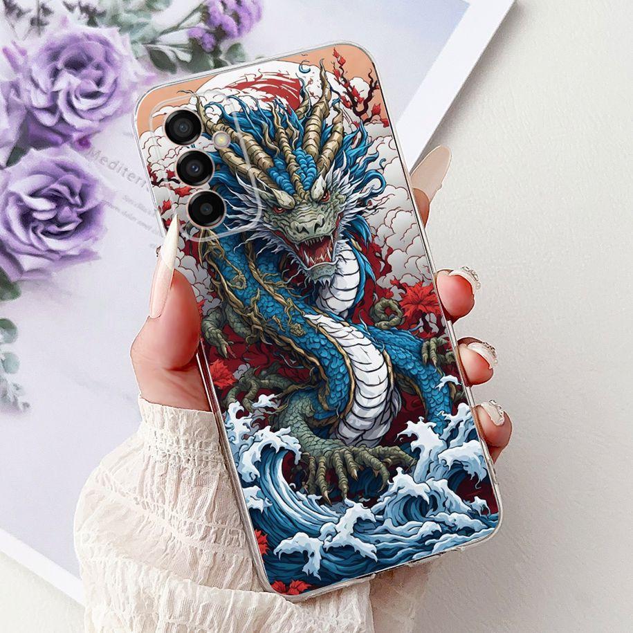 Case For Samsung Galaxy M13 M23 M33 M53 5G Cover SM-M236B SM-M336B SM-M536B SM-M135F Popular Dragon Cartoon Soft Silicone Bumper