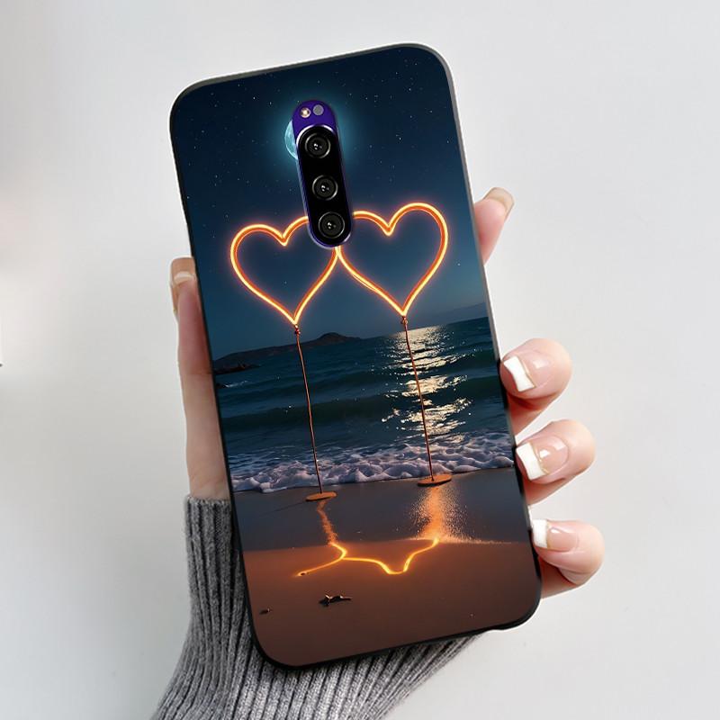 Для Sony Xperia 1 Чехол Роскошный Милый Кролик Любовь Забавный Черный ТПУ Мягкий Силикон Защитная Задняя Крышка Для Чехла Телефона Sony Xperia1