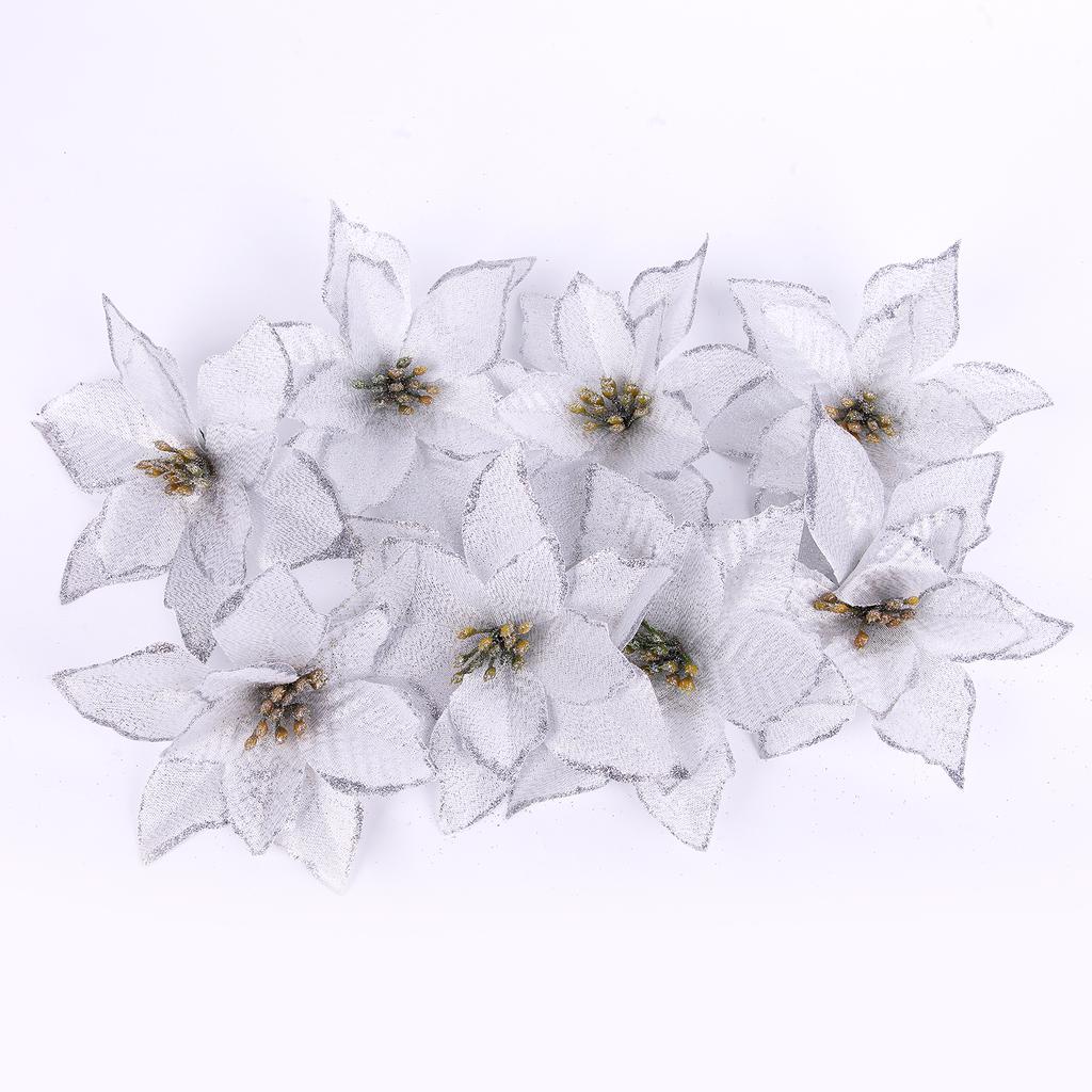 10pc Big Flower Head Glitter Christmas Tree Ornament