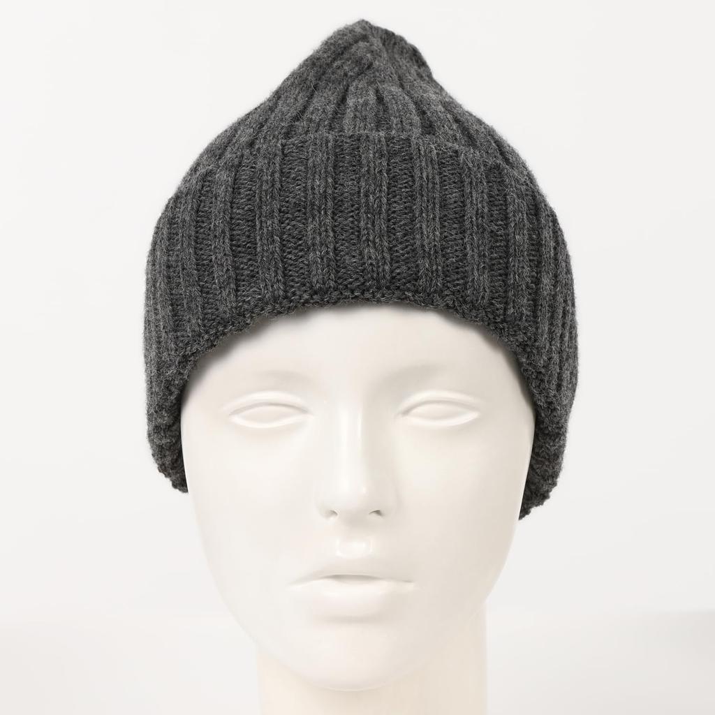 [Branze] Men's Knitted Hat, 100% Wool, Made In Japan, Whole Garment, Cold Weather Beanie (Free Size, Gray)