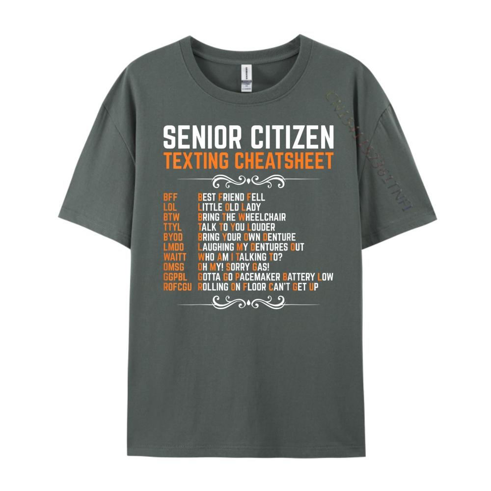 Funny Senior Citizens Texting Code Cheatsheet Grandpa Luxury T Shirt Men High Quality Christmas Valentines Day Gift TShirt