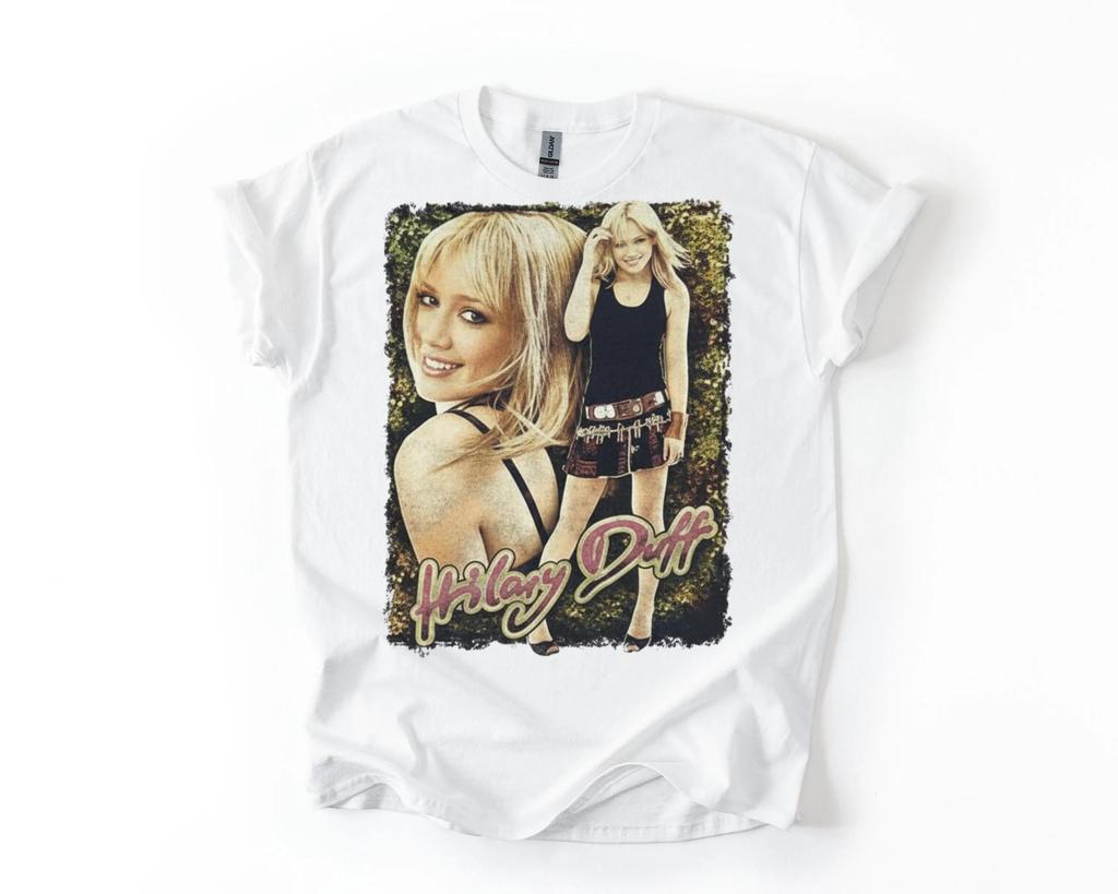 Hilary Duff Y2K Bootleg Concert T Shirt Adult Unisex Harajuku T Shirt Women