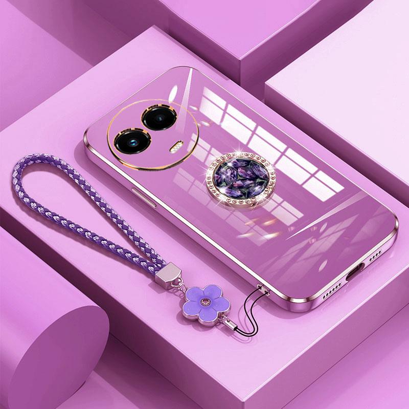 Чехол для Realme 11 5G Роскошный чехол-кольцо с бриллиантами для OPPO Realme 11X 6.72'' A17 A96 Чехол для телефона со шнурком Гальванический чехол Realme11