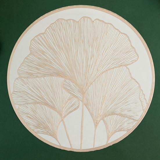 Круглый термостойкий коврик для столовых приборов с дизайном листьев гинкго, золотой, серебряный защитный коврик для стола, противоожоговой изолированный коврик для тарелок для домашней столовой, свадебной кухни