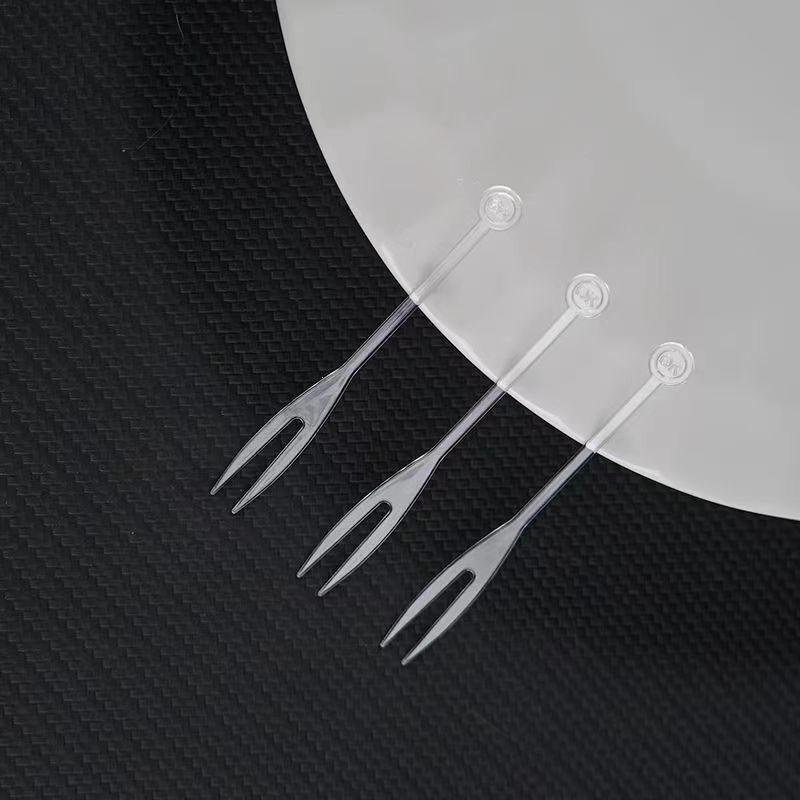 Transparent Disposable Fruit Forks for Cake, KTV, Bar, Household Use