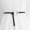 Women'S Woven Thin Belt Dress With Decorative Retro Ring Knotted Waist Chain