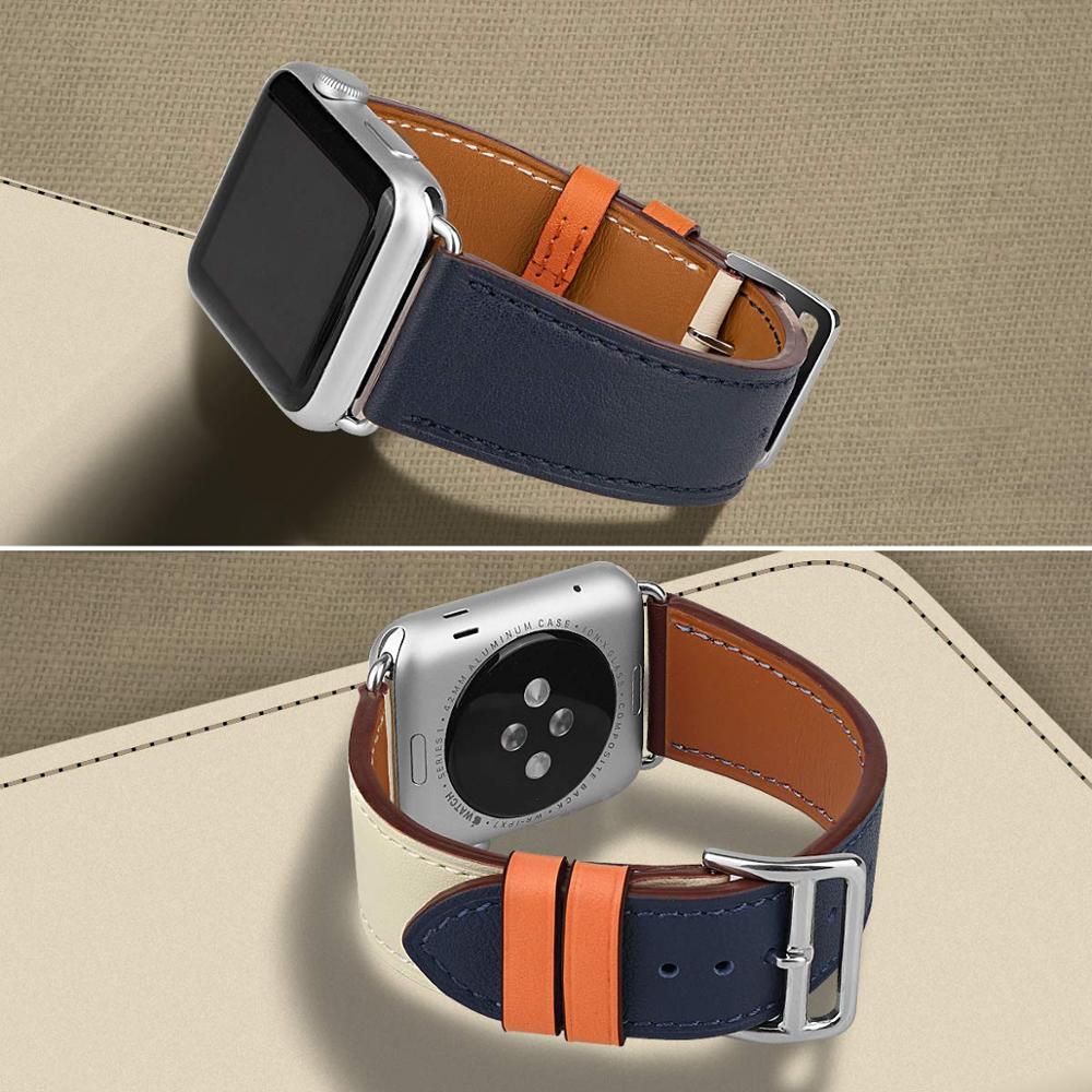 Одинарный ремешок для Apple Watch 44 мм 40 мм 45 мм 41 мм 49 мм 42 мм Браслет из натуральной кожи ремешок для iWatch series 3 4 se 6 7 8 ultra 2