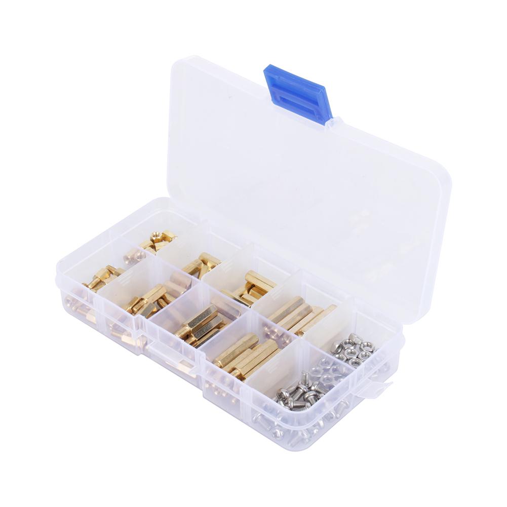 120pcs M3 Brass Standoff Spacer PCB Screw Nut Kit, Assortment with Hex for Repair, Maintenance, Brass or Stainless Steel