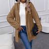 Women's Solid Color Fashion Casual Warm Fashion Diamond Plush Hooded Cardigan Coat