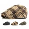 Мужская кепка с козырьком, клетчатая женская берет, осенне-зимняя шерстяная кепка, ретро-прогрессивная кепка, кепка художника