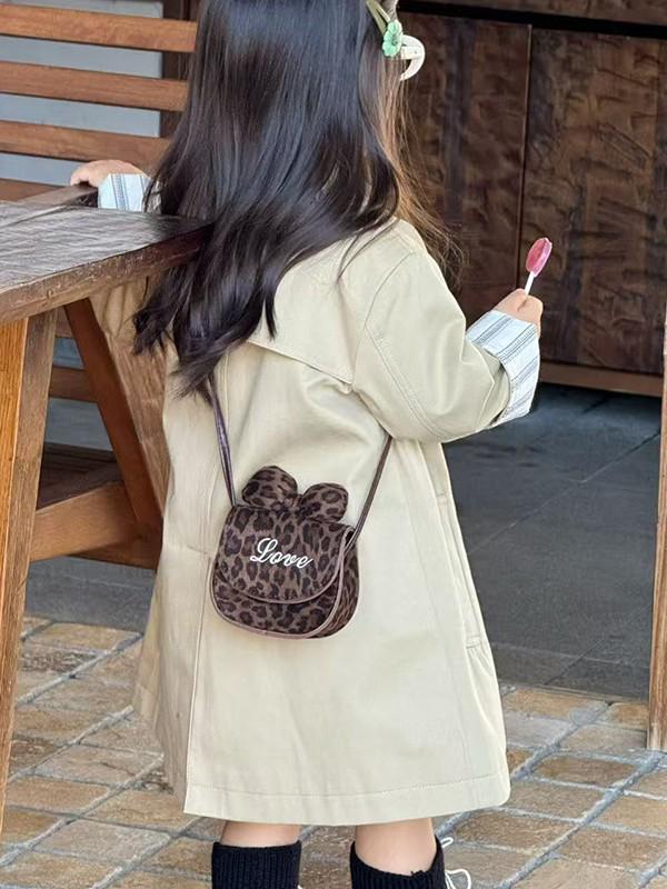 Leopard Print Cute Bow Princess Crossbody Bag for Girls - Mini Square Shoulder Bag Accessory