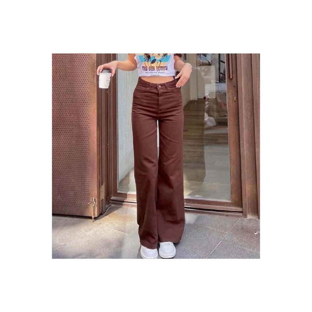 Cream Wide Leg Jean Palazzo Wide Leg Denim Trousers