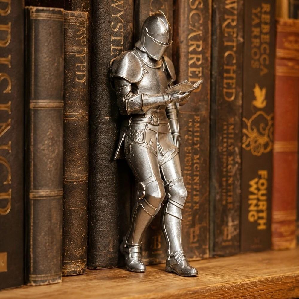 3D Printing Medieval Knight Statue Silver Knight Bookshelf Decor Gothic Library