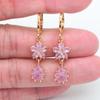 Women Fashion Lovely Cubic Zirconia CZ Flower Teardrop Earrings Jewelry